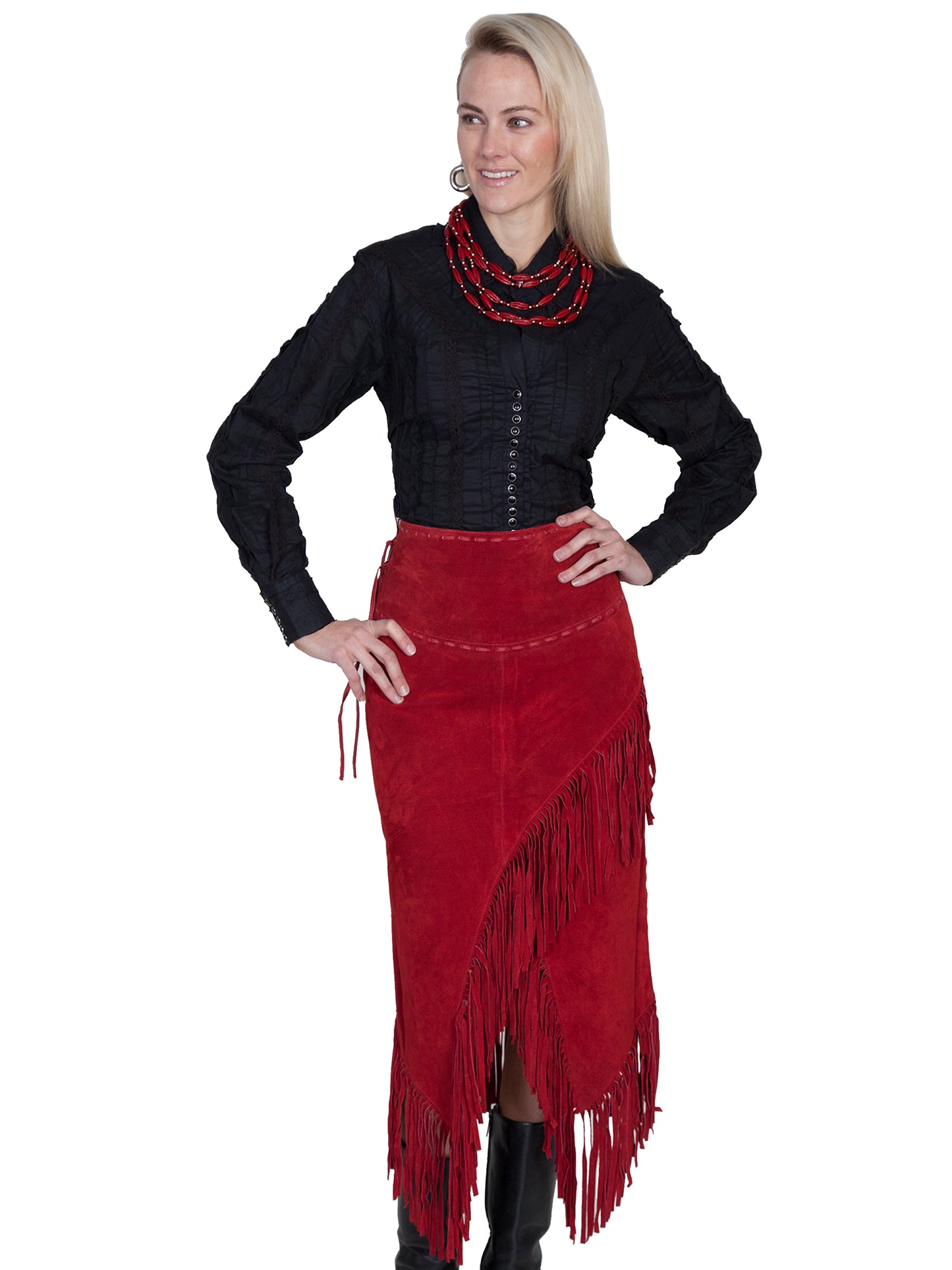 Long Suede Fringe Skirt by Scully at Bourbon Cowgirl