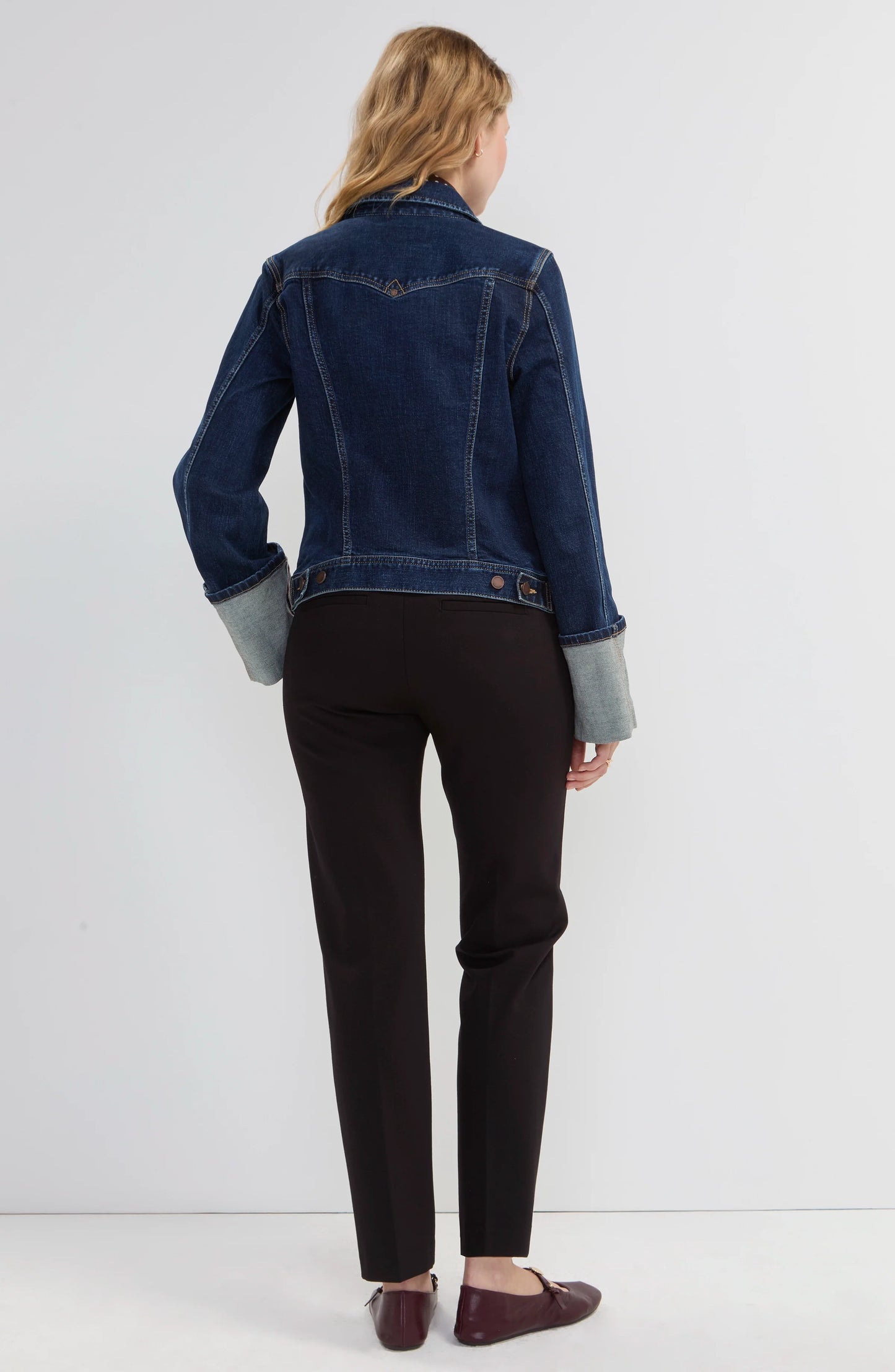 Tall Cuffed Selvedge Denim Trucker Jacket by Liverpool