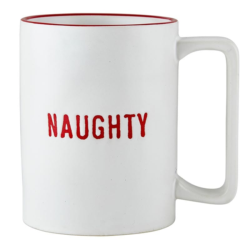 N6386 White mug with red NAUGHTY text