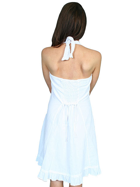 White Halter Dress Peruvian Cotton for Country Girls at Bourbon Cowgirl