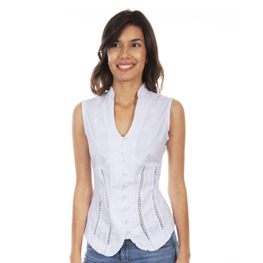 White sleeveless top PSL-059-WHT on woman