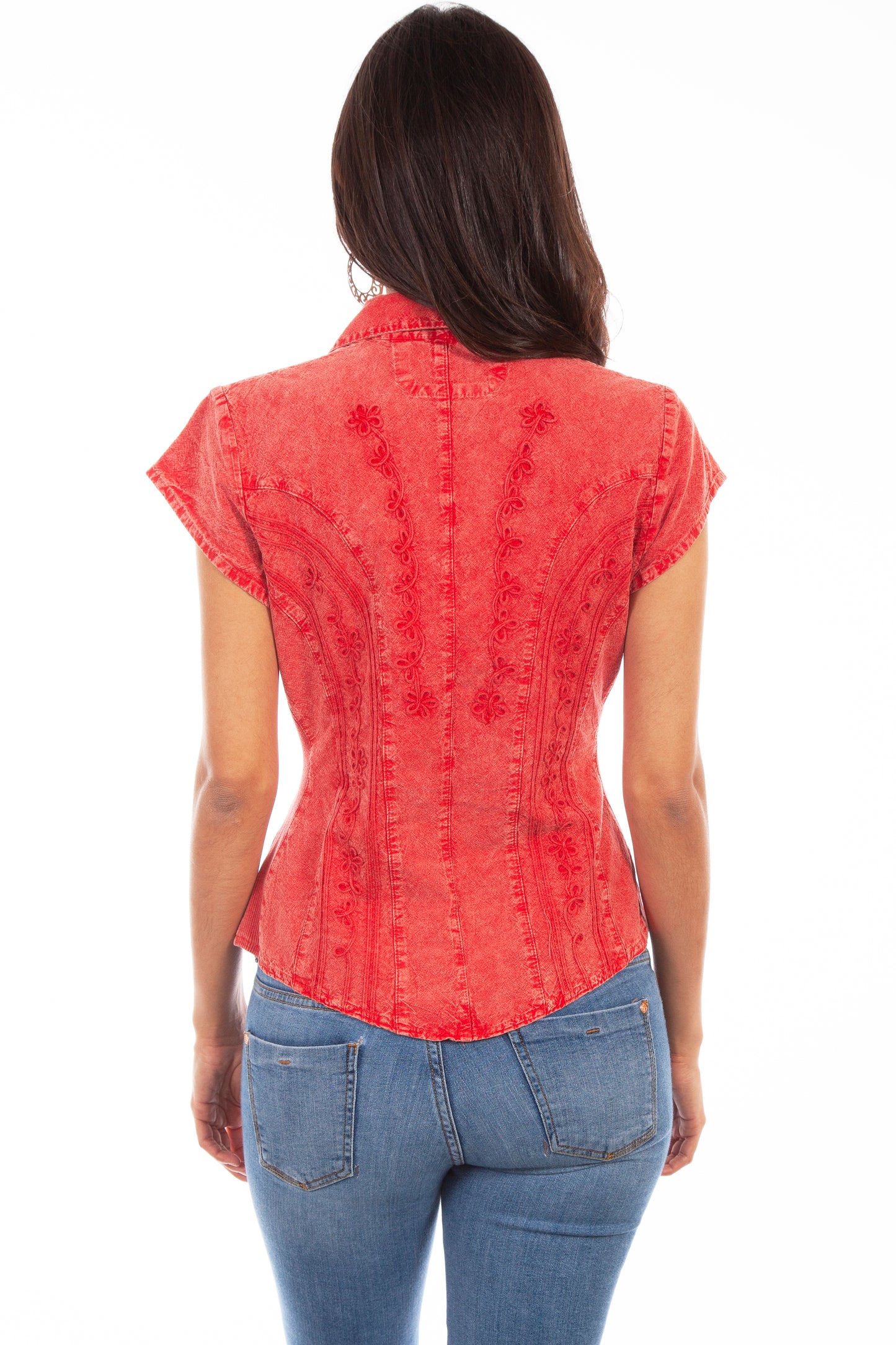 Brick Peruvian Cotton Cap Sleeve Blouse by Scully Bourbon Cowgirl