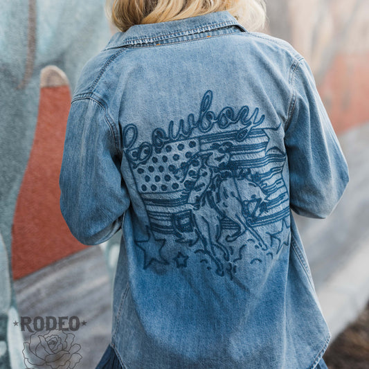 Ranch Rose Cowboy Denim Shirt