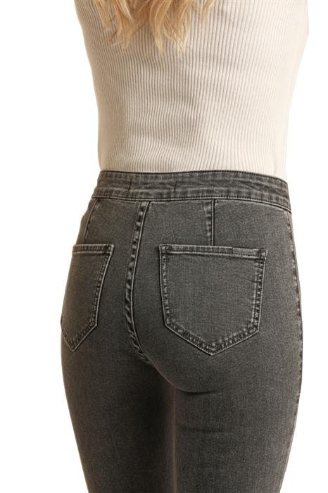 Gray denim jeans with back view details