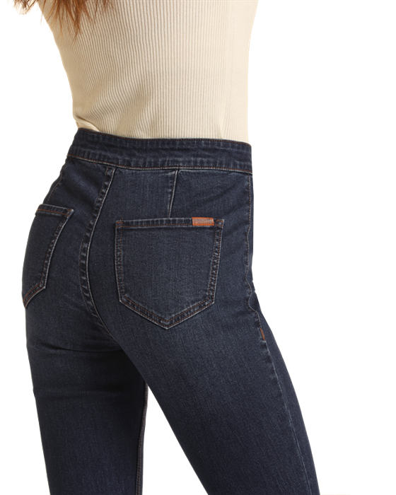 Dark wash high-waisted jeans