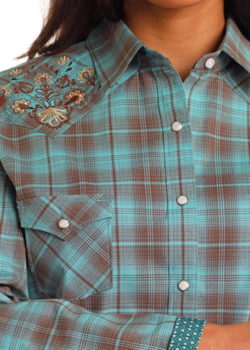 RWN2S05093 plaid shirt with embroidered shoulder detail