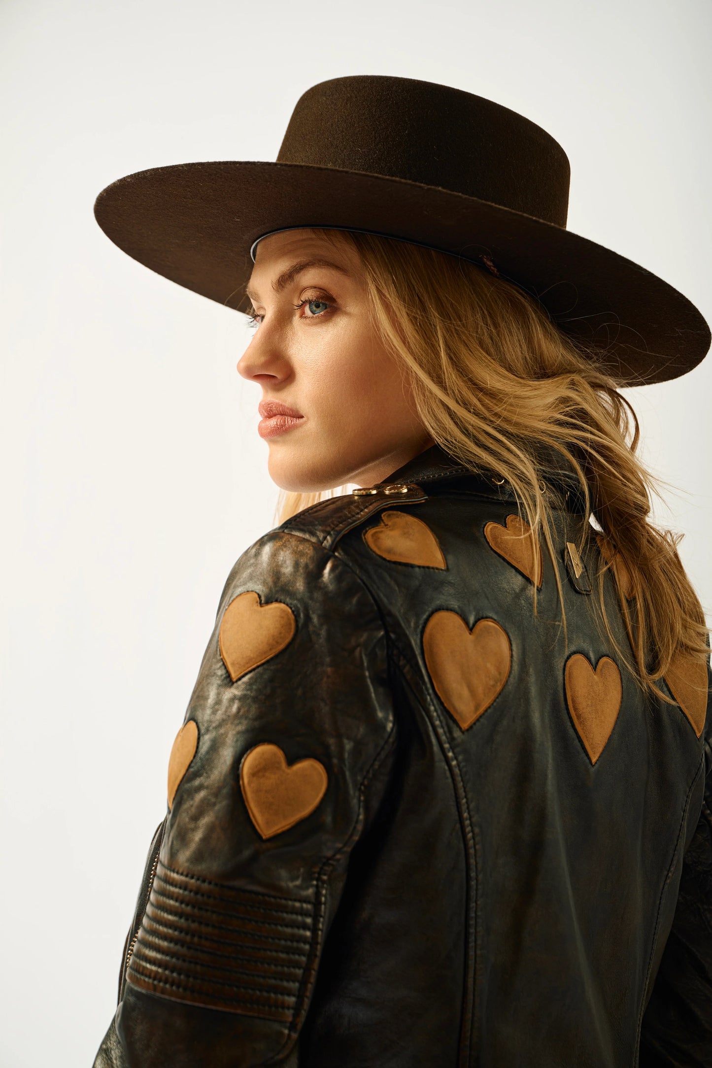 Reo RF Heart Detail Leather Jacket by Mauritius