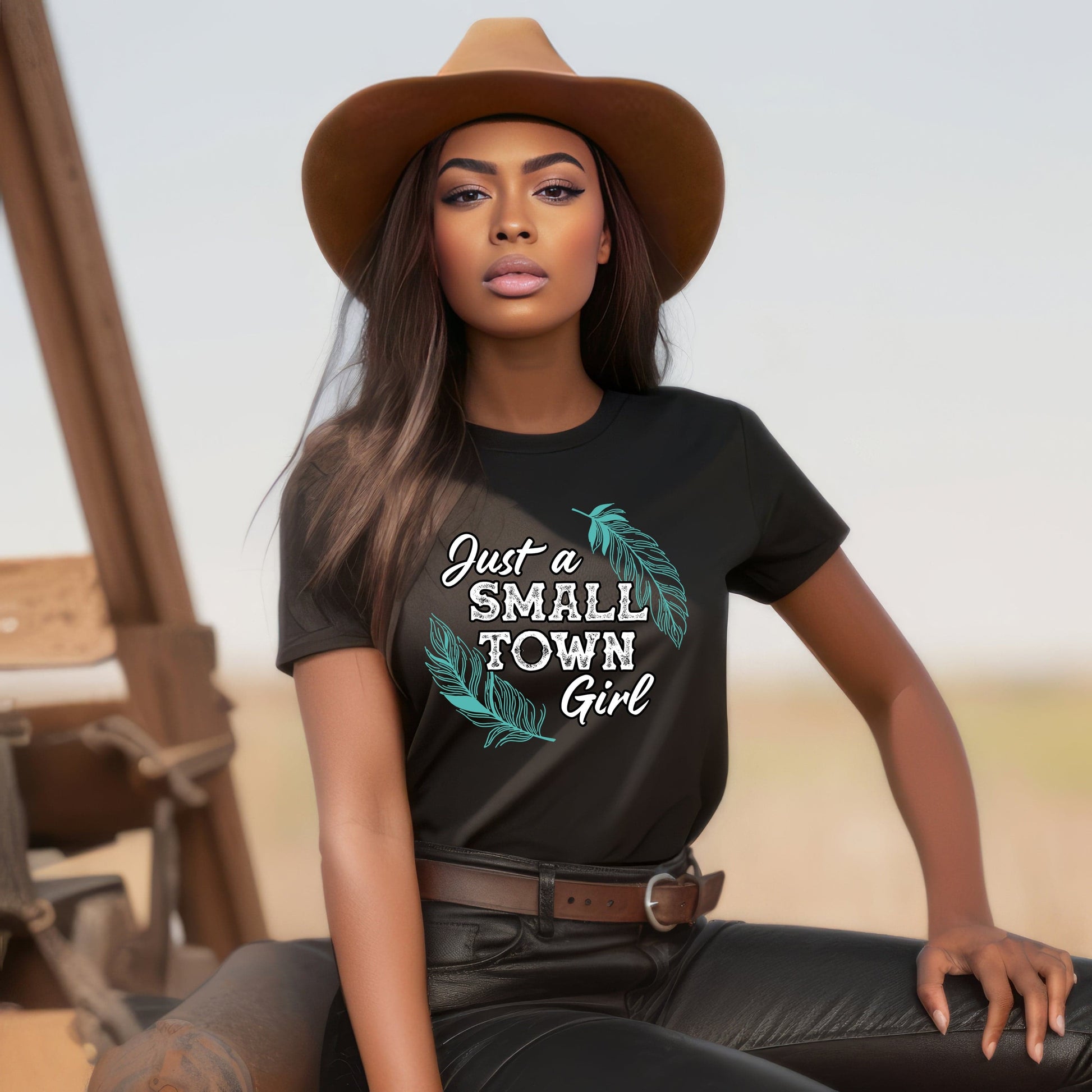 Young Black woman in Small Town Girl tee
