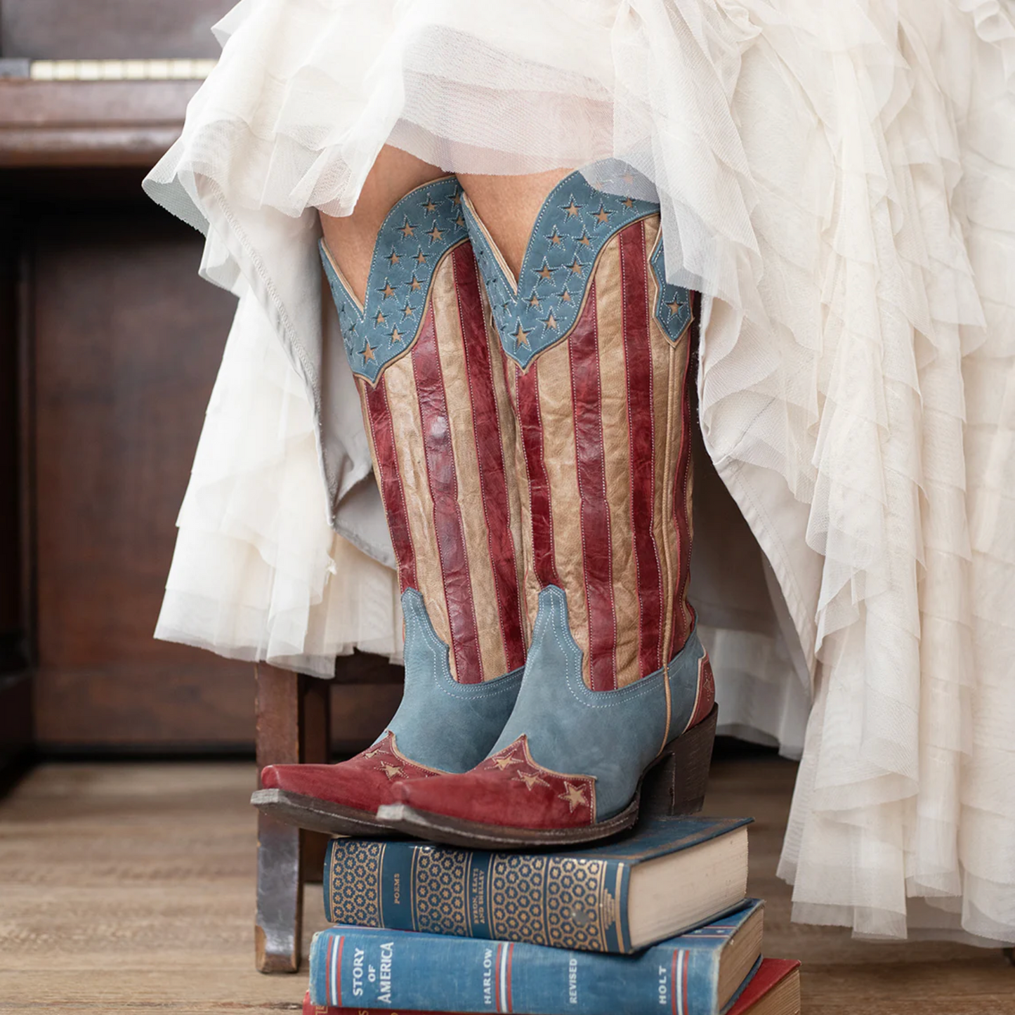 Bloom Relaxed Fit - Red White Blue Old Gringo Cowboy Boots at Bourbon Cowgirl