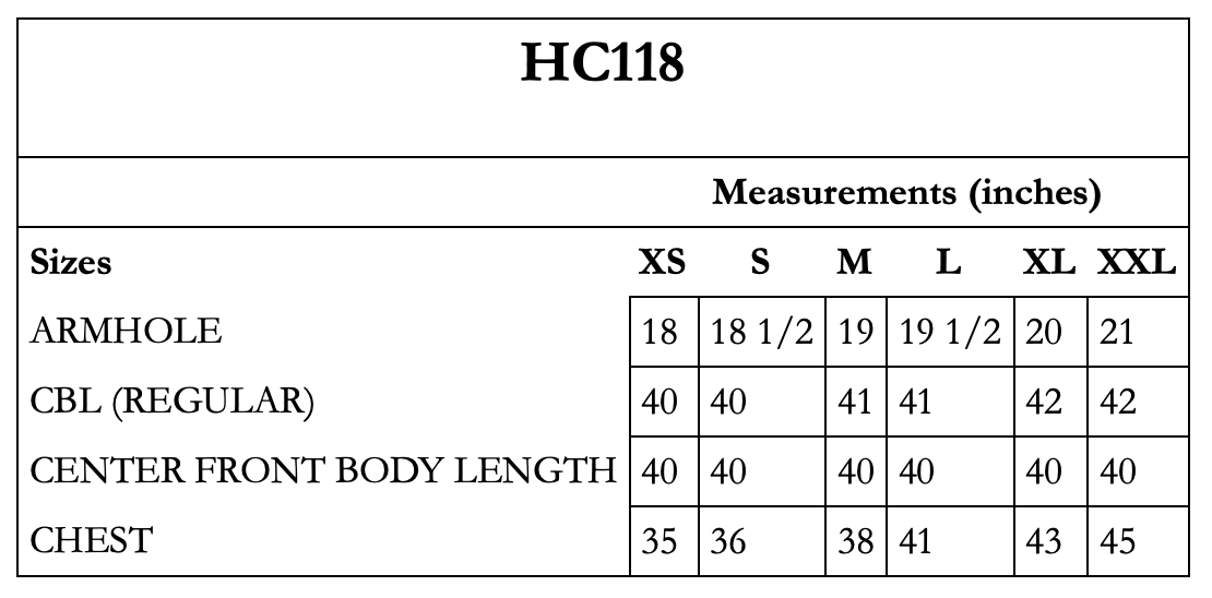 HC118 Measurements Chart Screenshot from April 8, 2025
