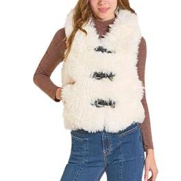 Ivory faux fur vest StyleBW98C06867