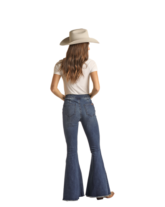 WPB6100 flare jeans and cowboy hat on woman