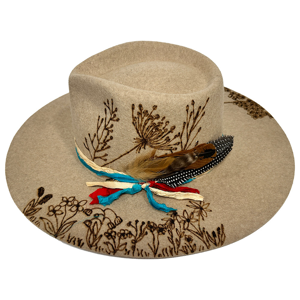 Wild Thing Rancher Hat Custom Burned - Oatmeal | Bourbon Cowgirl