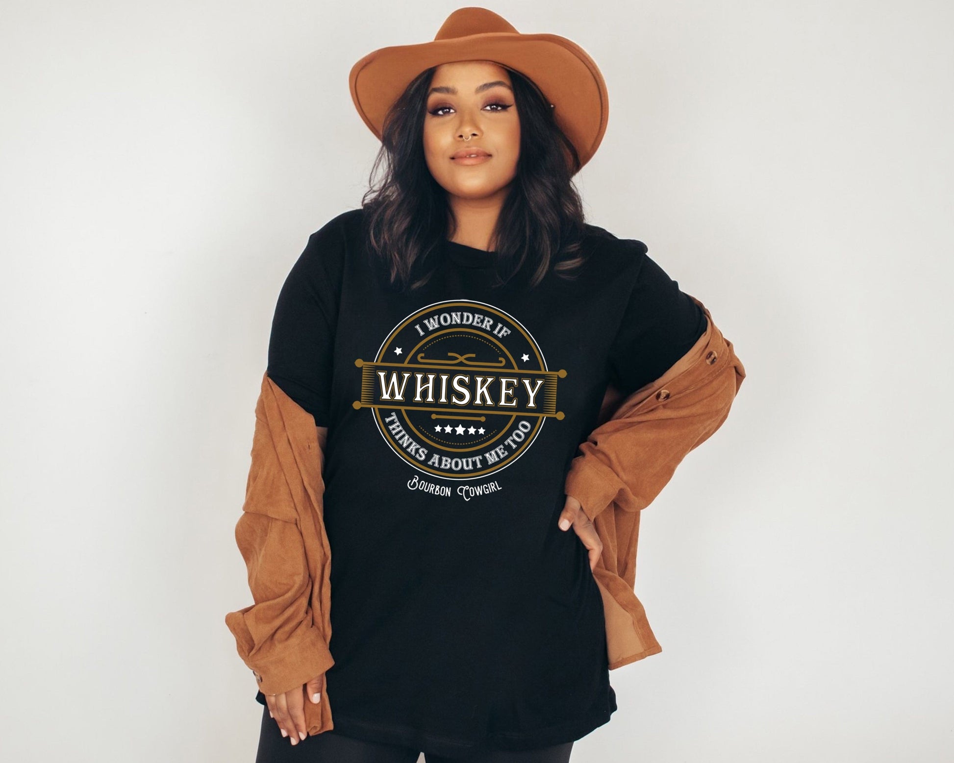 Woman in Whiskey Thinks About Me shirt