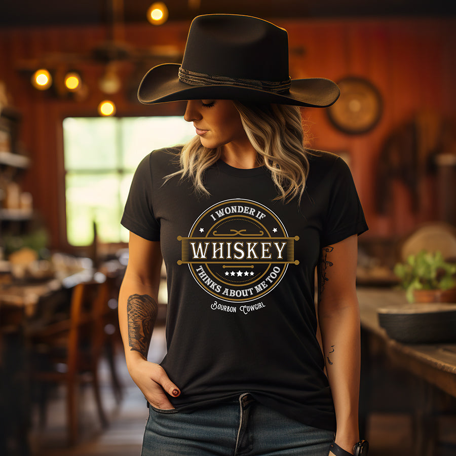 I Wonder if Whiskey Thinks About Me Too Graphic Tee