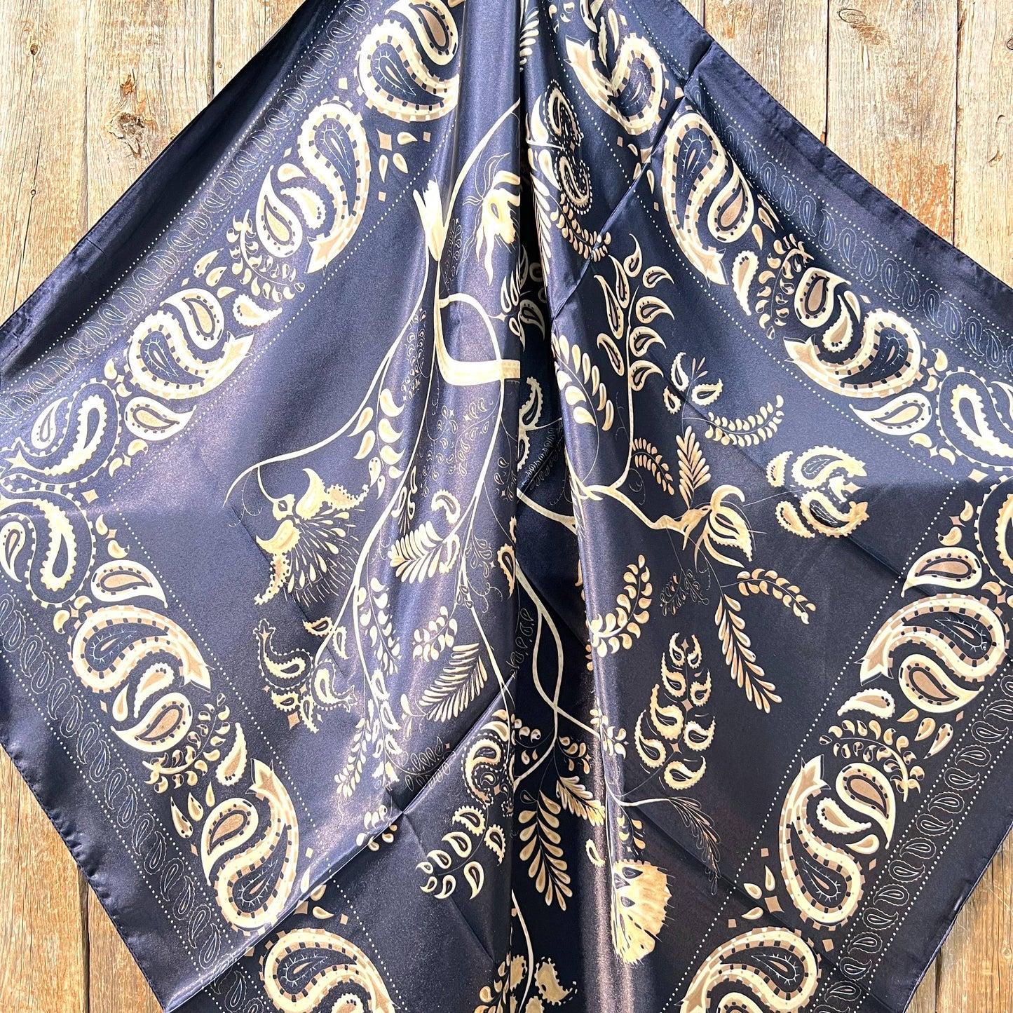 Blue and Cream Paisley Wild Rag Scarf for Cowgirls