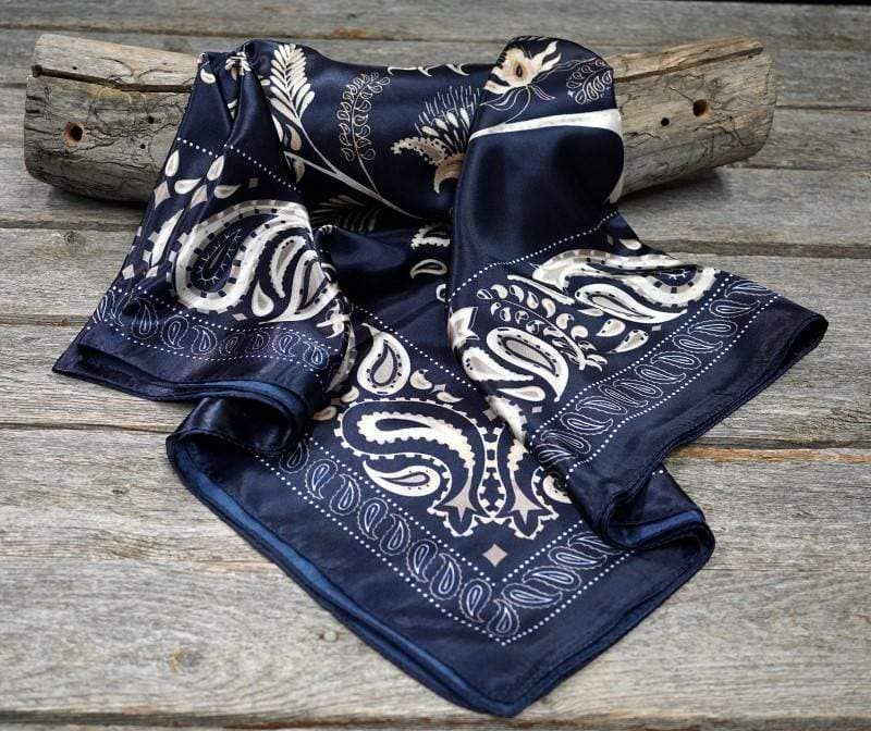 Blue and Cream Paisley Wild Rag Scarf for Cowgirls