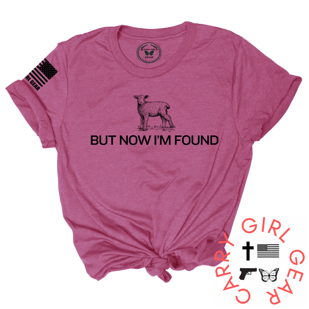 Magenta unisex But Now I'm Found tee shirt