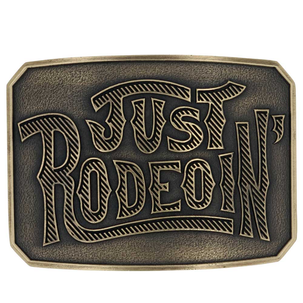 Just Rodeoin' belt buckle