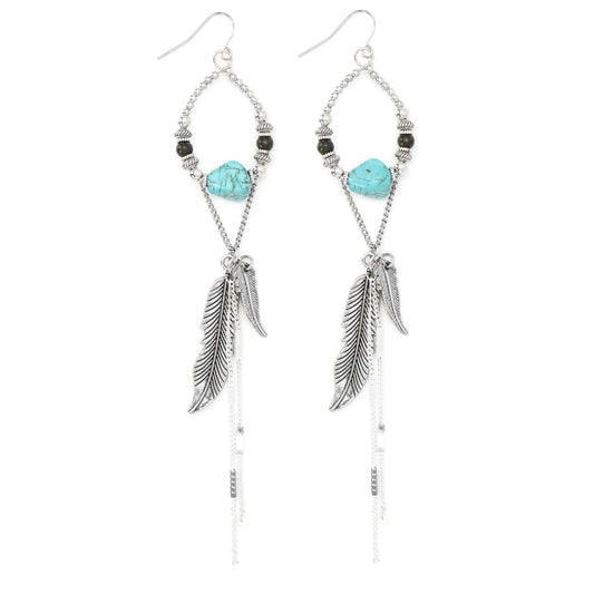 Turquoise feather earrings, ccerr50 style