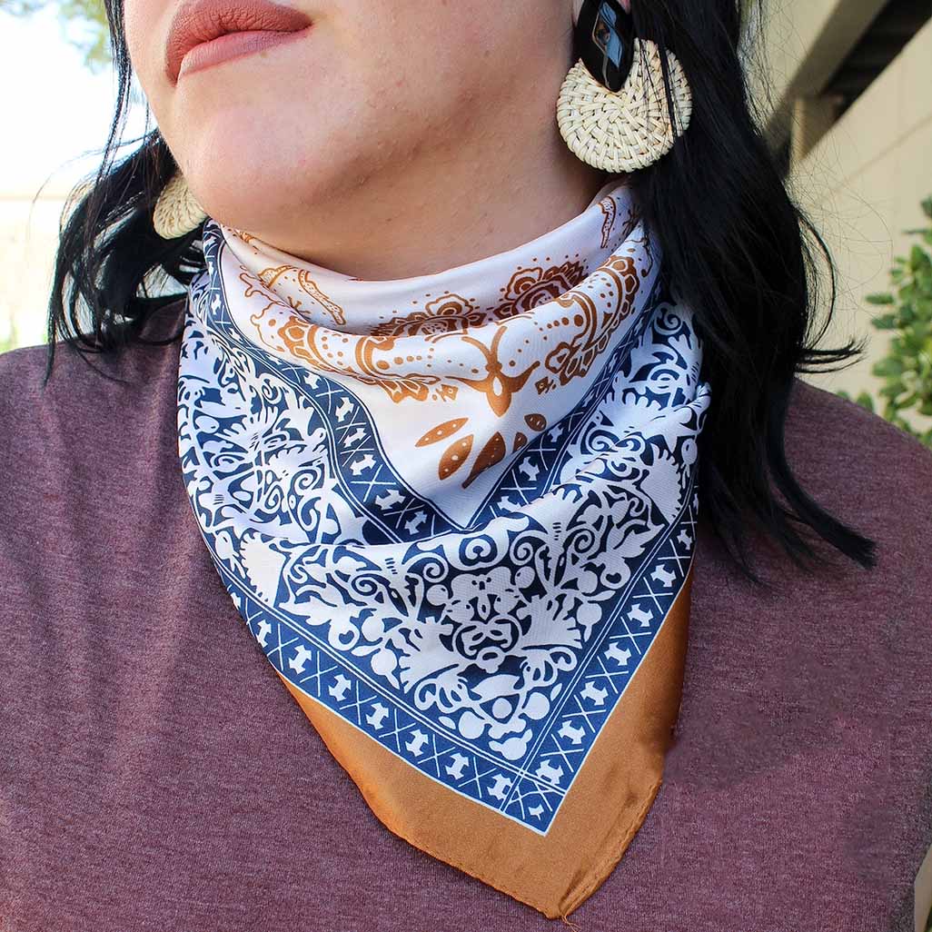 Copper Cowboy WR2 scarf on woman