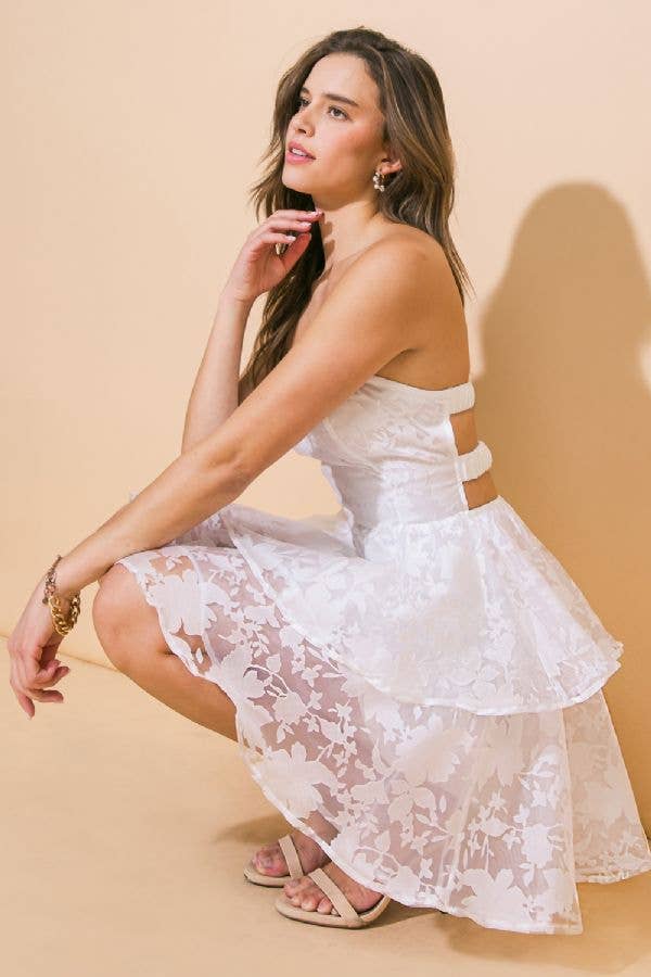 Textured White Mini Dress for Bridal Shower