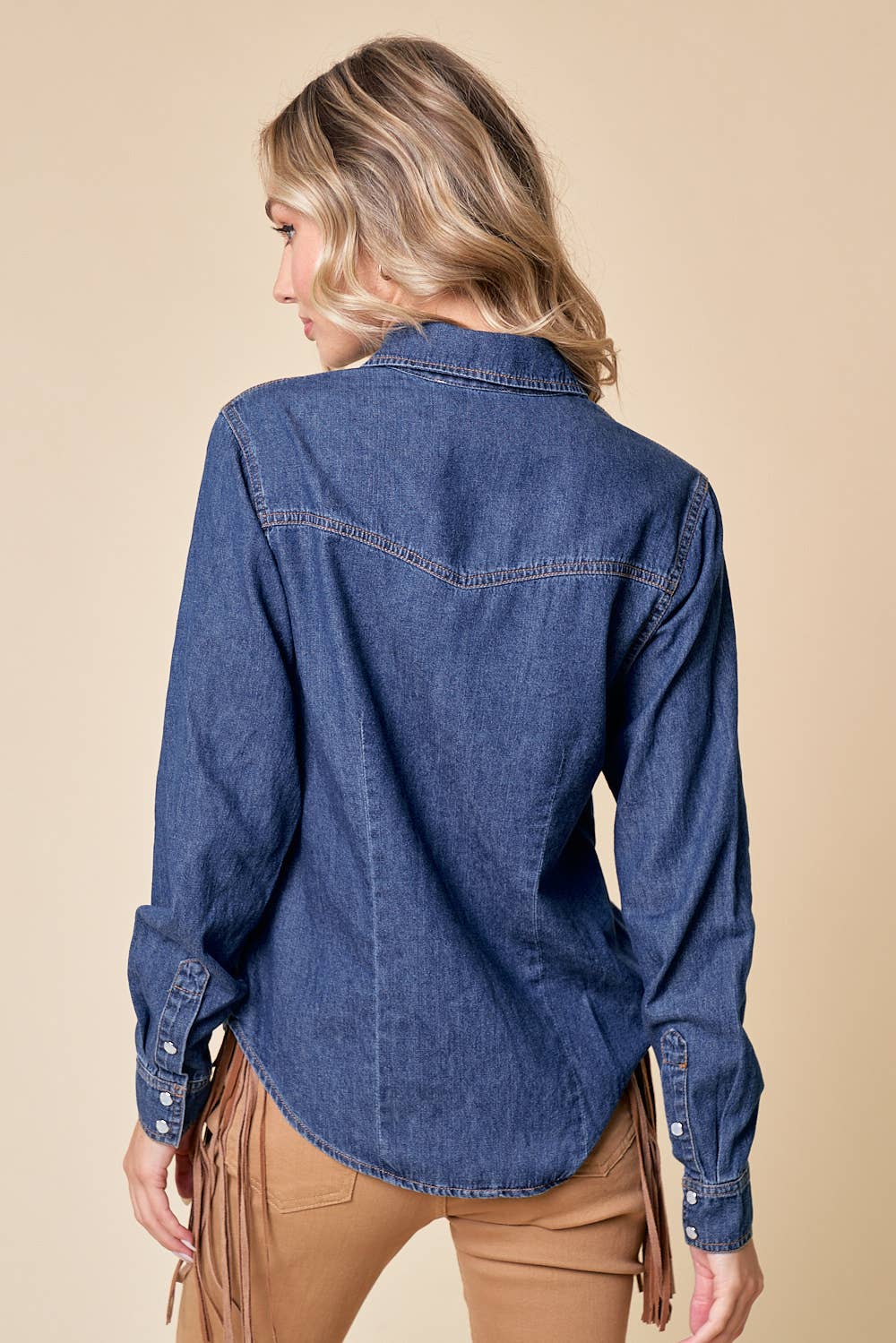 Western Dark Wash Snap Front Denim Shirt