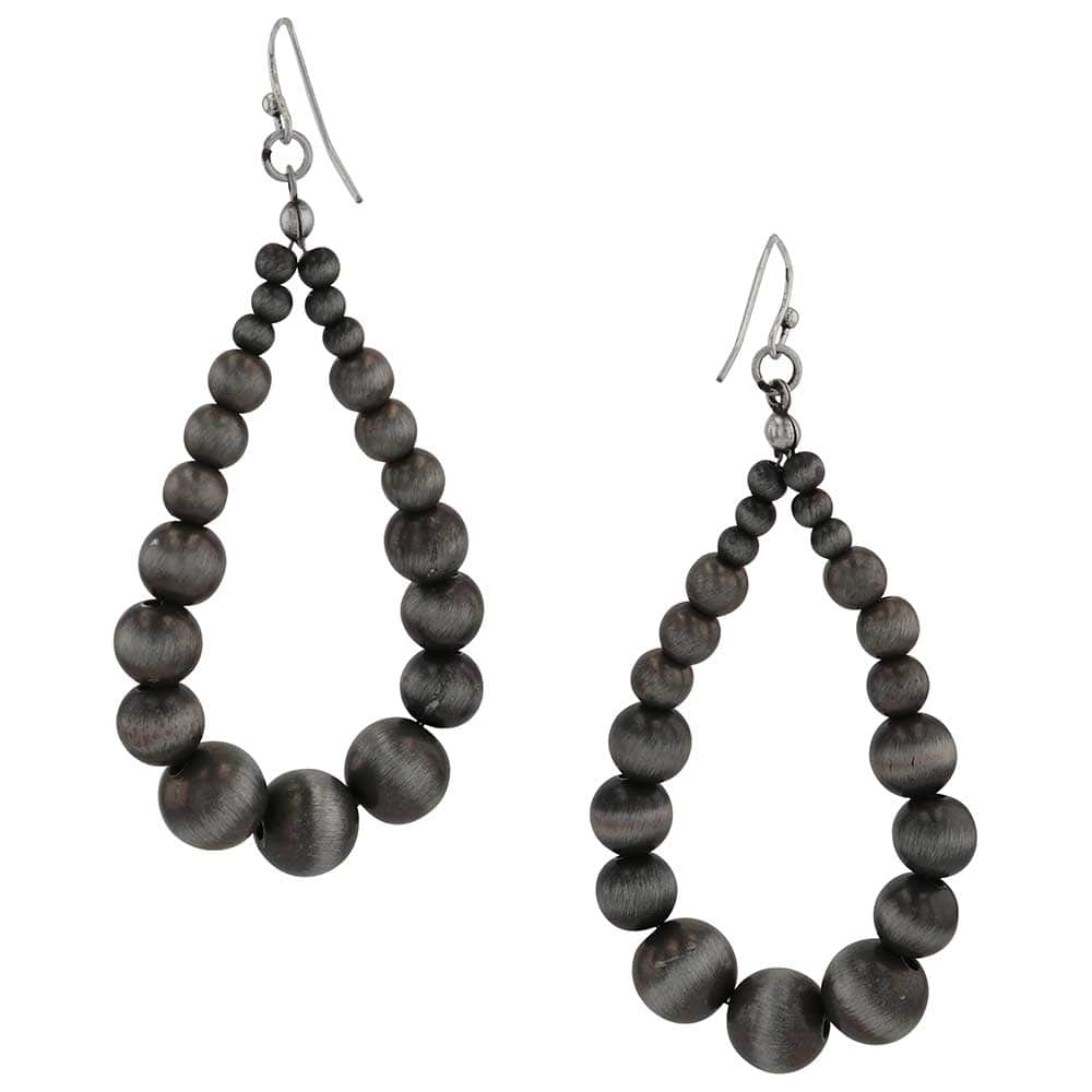 Oxidized beaded teardrop earrings