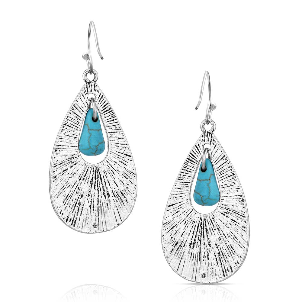 Silver teardrop earrings with turquoise stone - AER6245