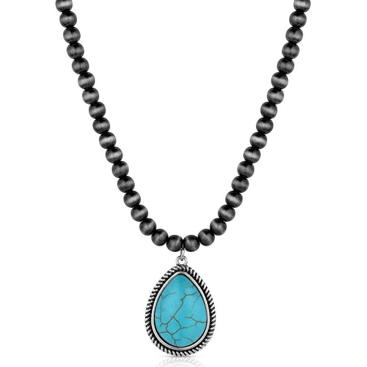 ANC6251 Turquoise Teardrop Pendant Necklace