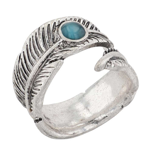 e-bynder-ARG5930 Feather Ring with Turquoise Stone