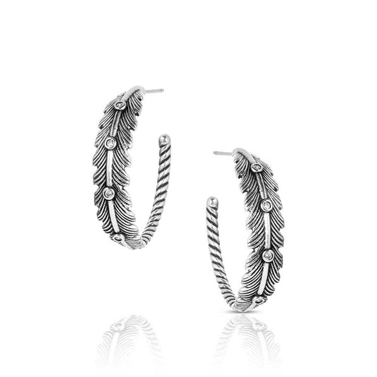 Feathered Path Hoop Earrings- Montana Silversmiths
