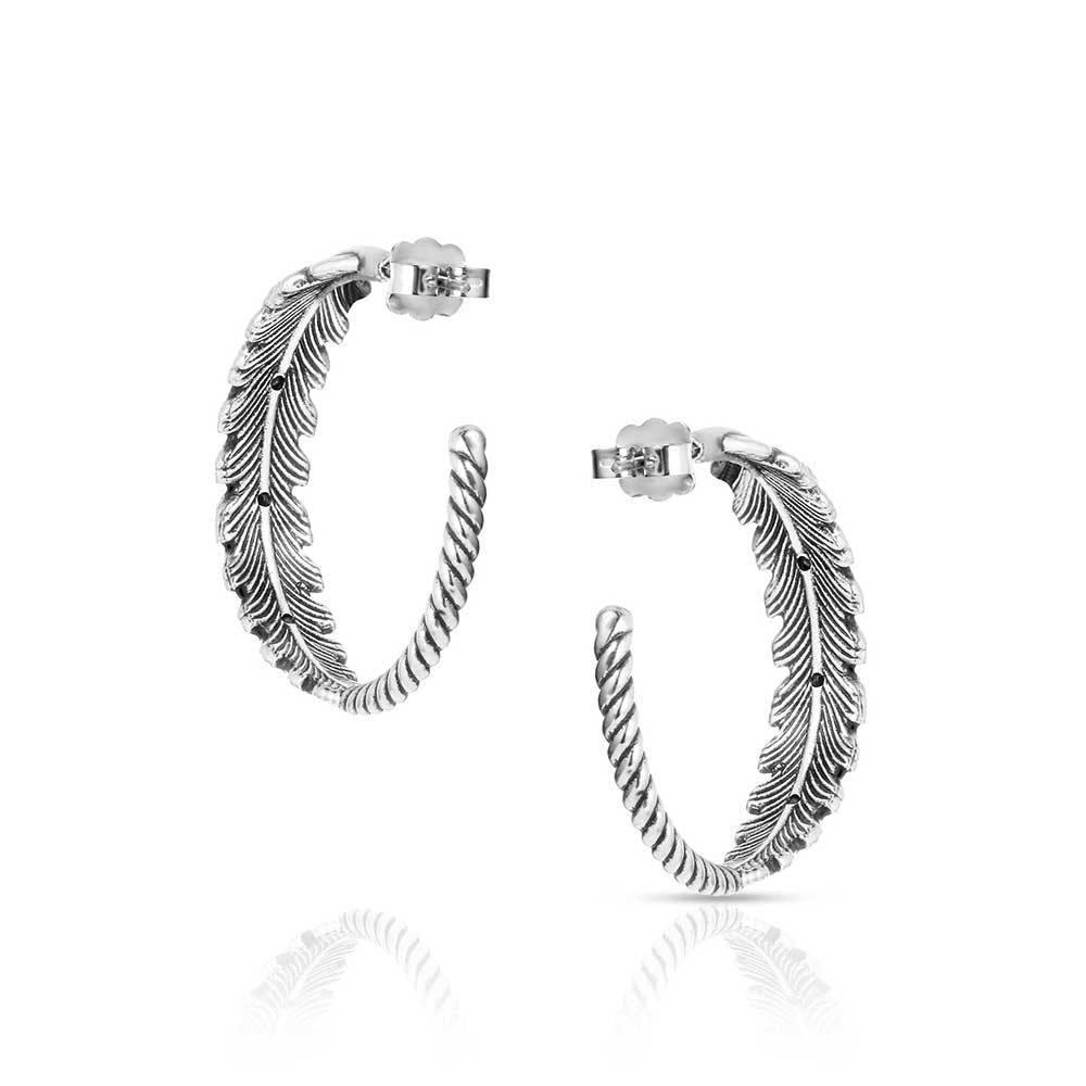 Feathered Path Hoop Earrings- Montana Silversmiths