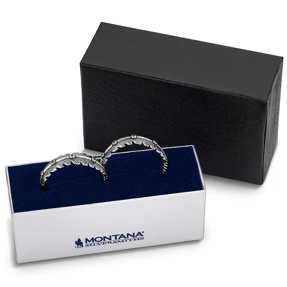 Feathered Path Hoop Earrings- Montana Silversmiths