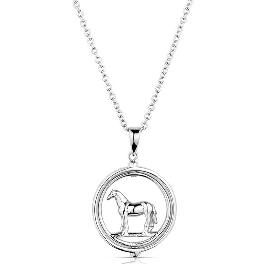 Silver horse pendant necklace - QNC5971