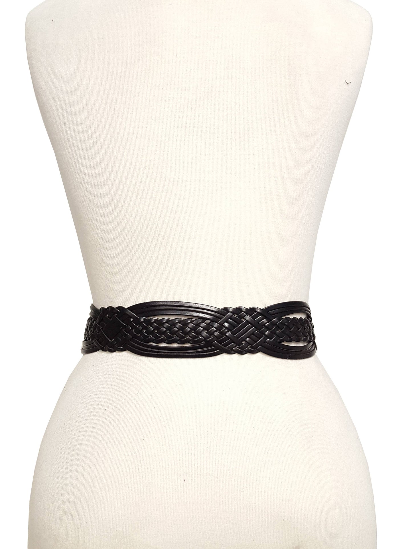 Hand Braided Leather Belt with Turquoise Style Brass Buckle