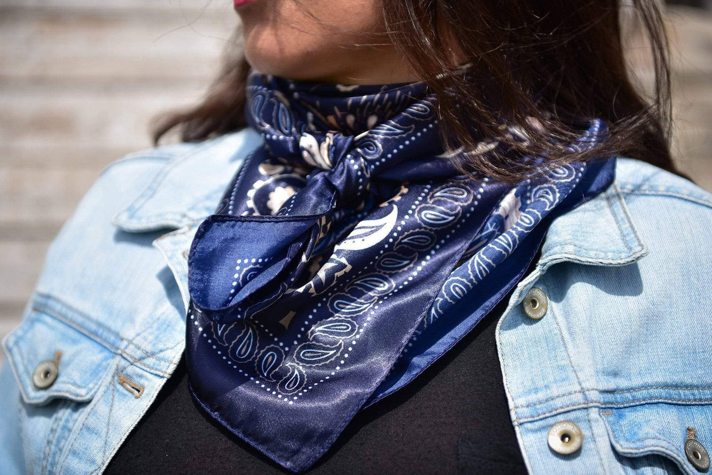 Blue and Cream Paisley Wild Rag Scarf for Cowgirls
