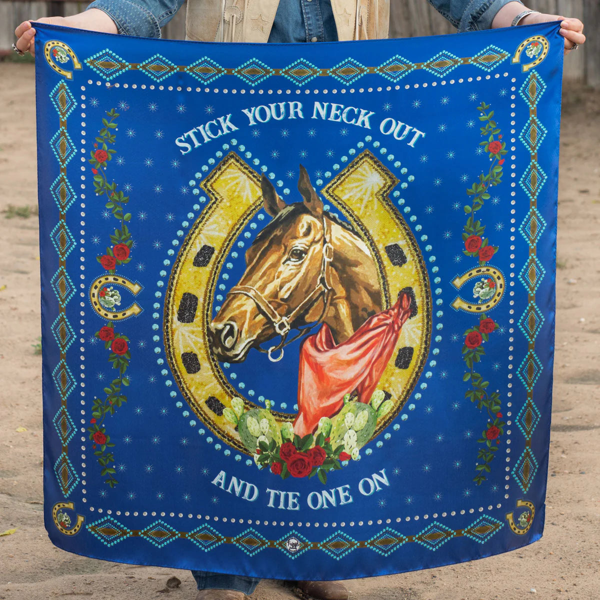 Royal blue vintage horse wild rag scarf