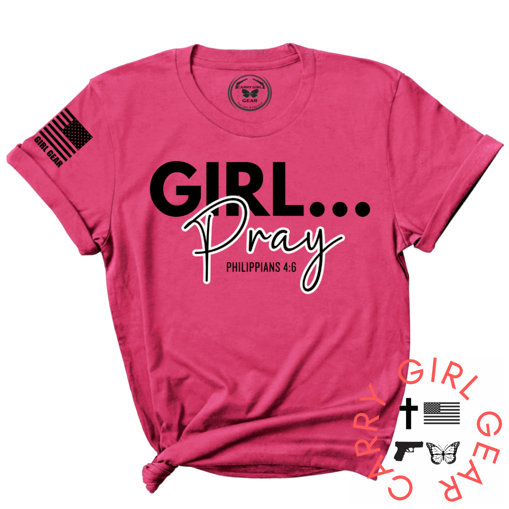 Girl Pray berry tee shirt