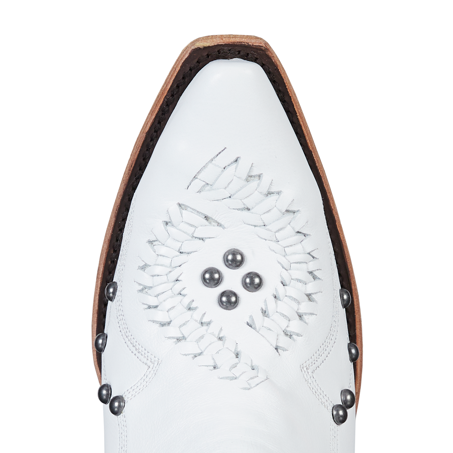White leather Cossette boot with stud accents