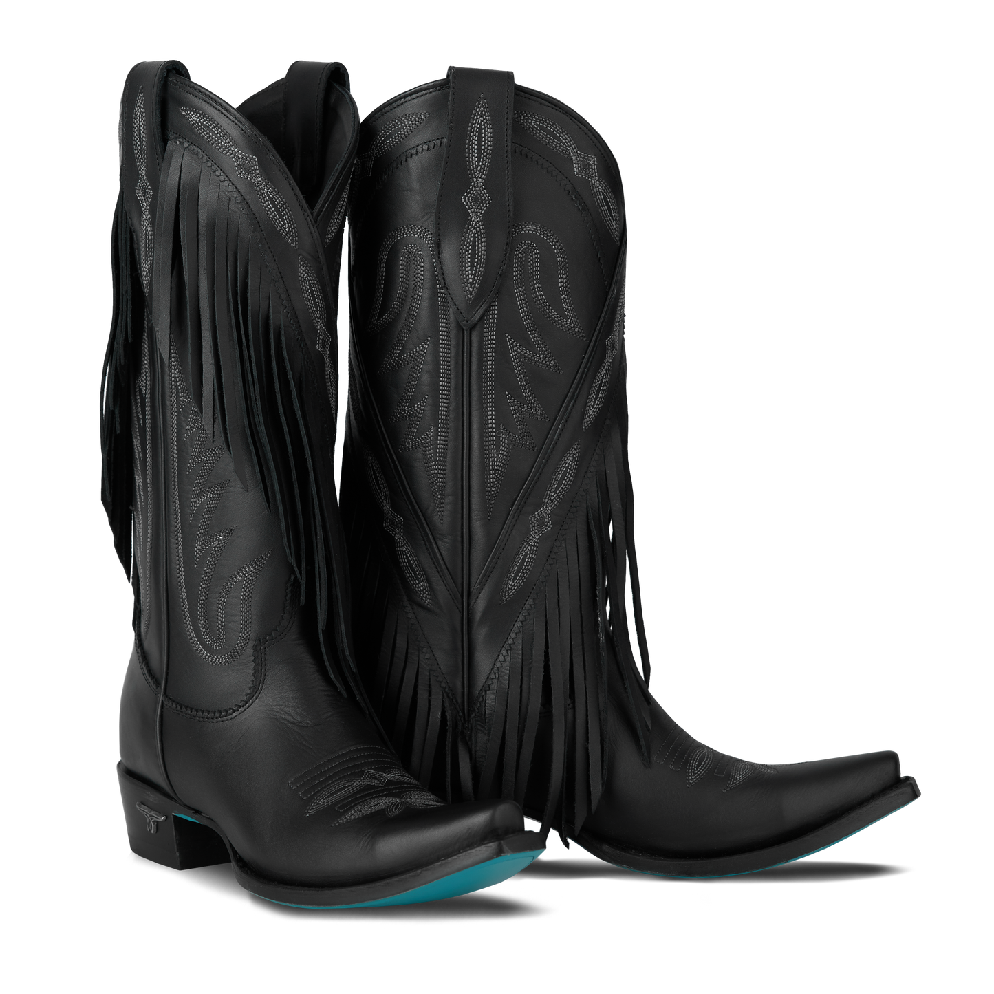 Senita Falls Jet Black Fringe Cowboy Boots