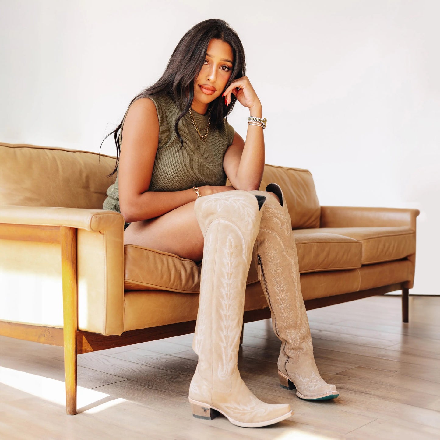 Lexington OTK Corset - Latte Suede