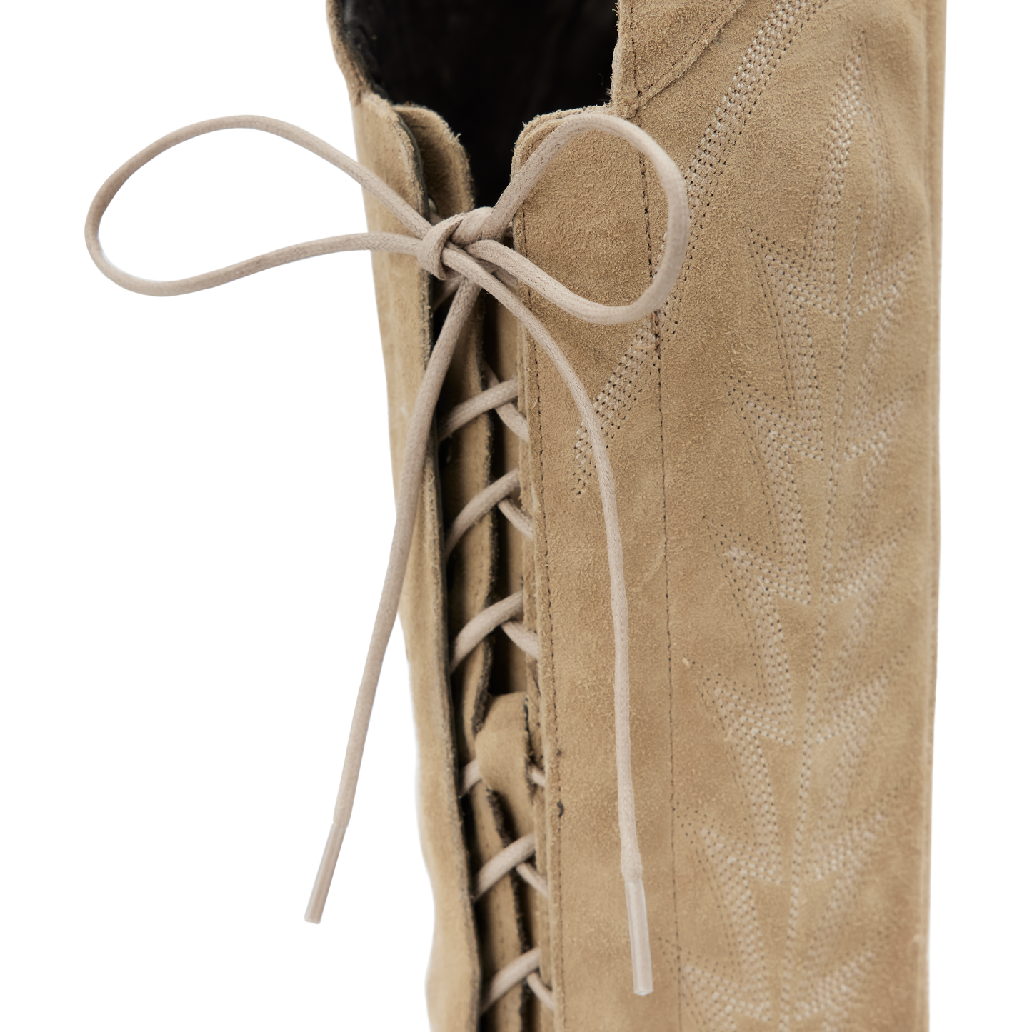 Lexington OTK Latte Boot - Close-up of Lacing