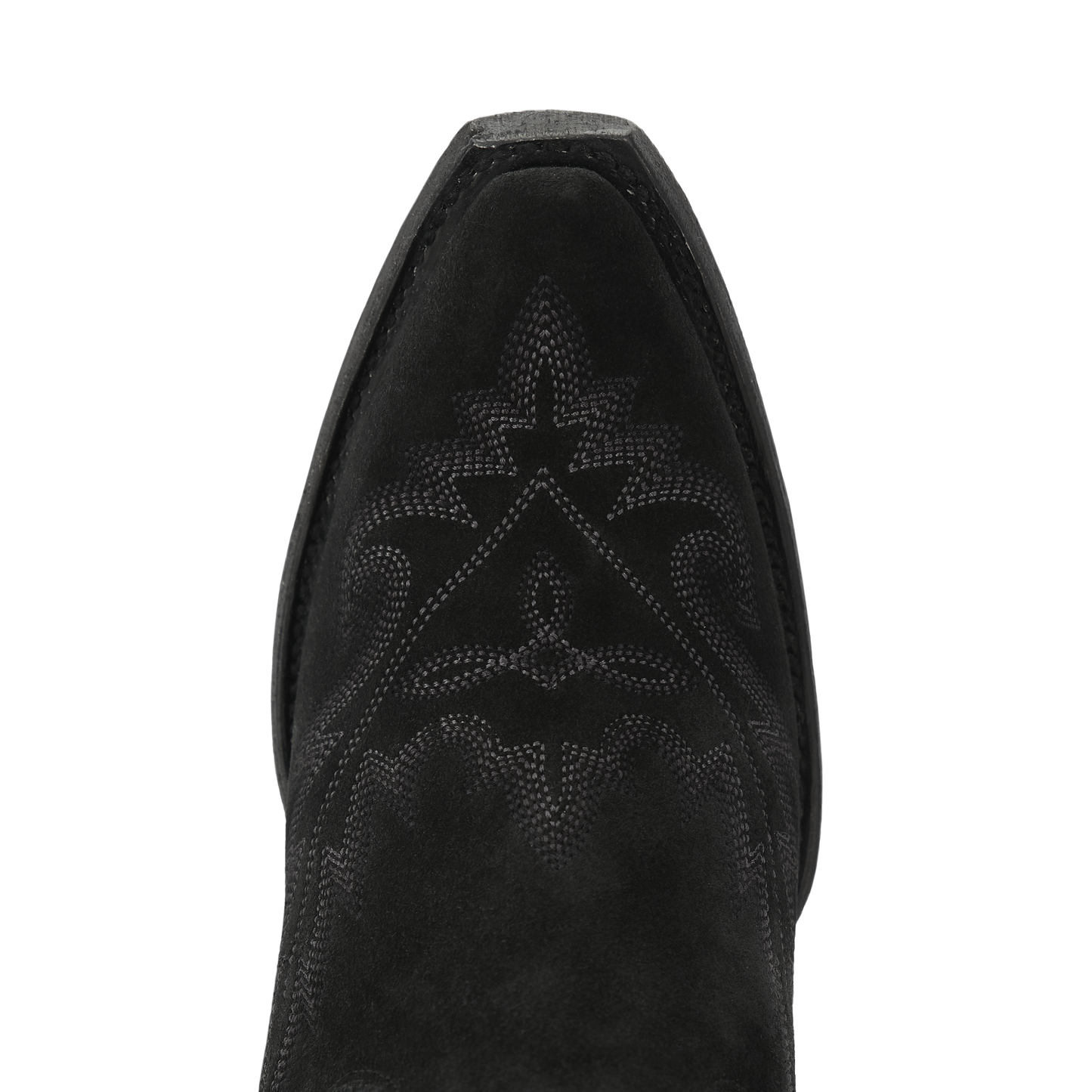 Black suede Lexington OTK boot toe detail