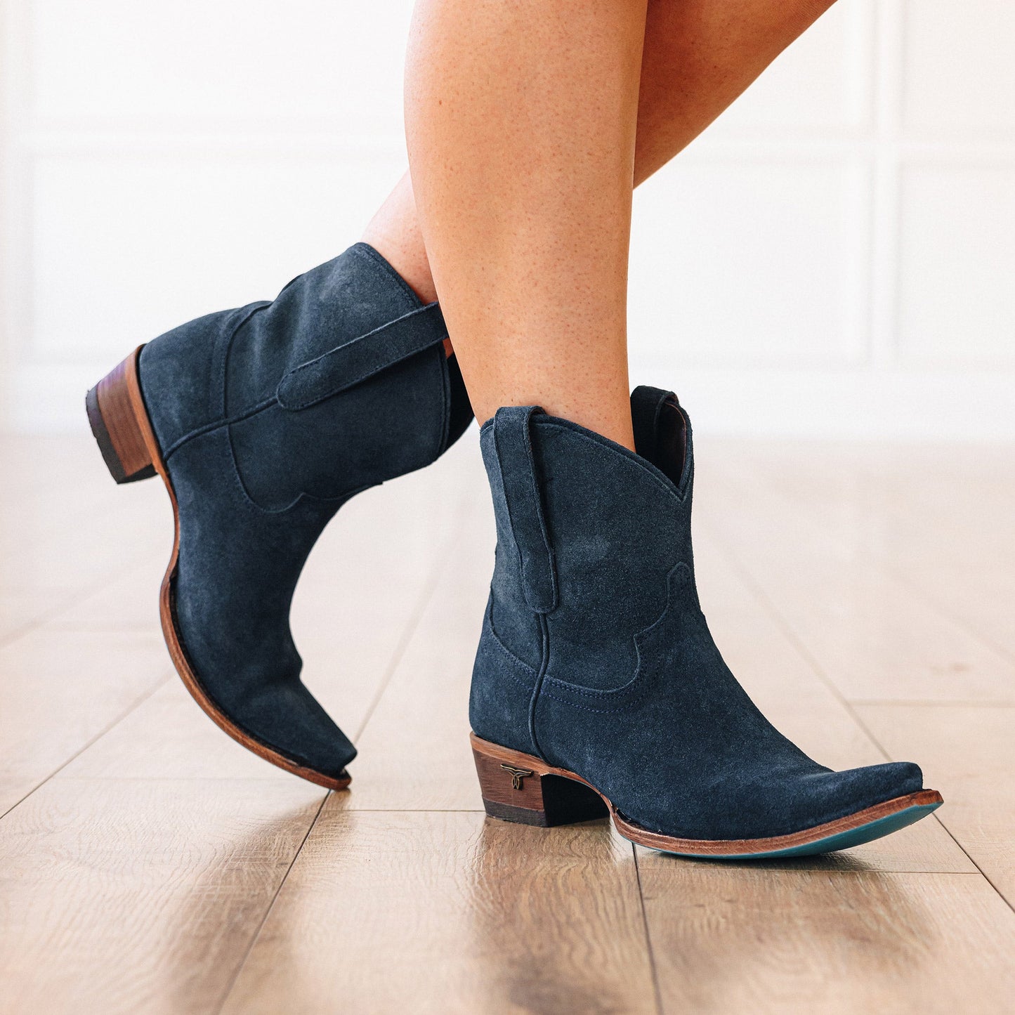 Navy suede Emma Jane booties