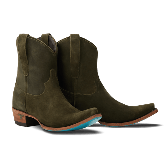 Emma Jane olive suede booties