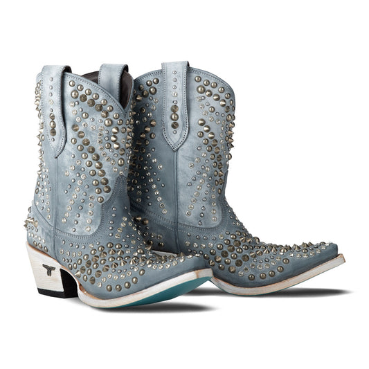 Washed Denim Dolly Bootie with Studs