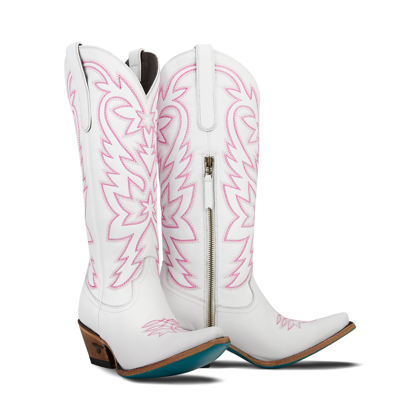 White & neon pink Smokeshow cowboy boots