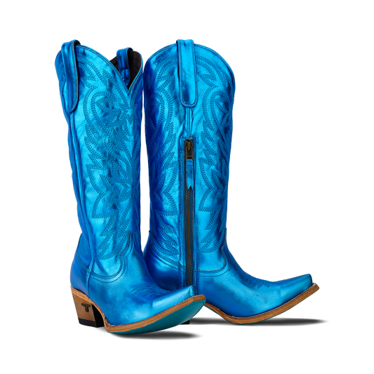 Blue metallic cowboy boots