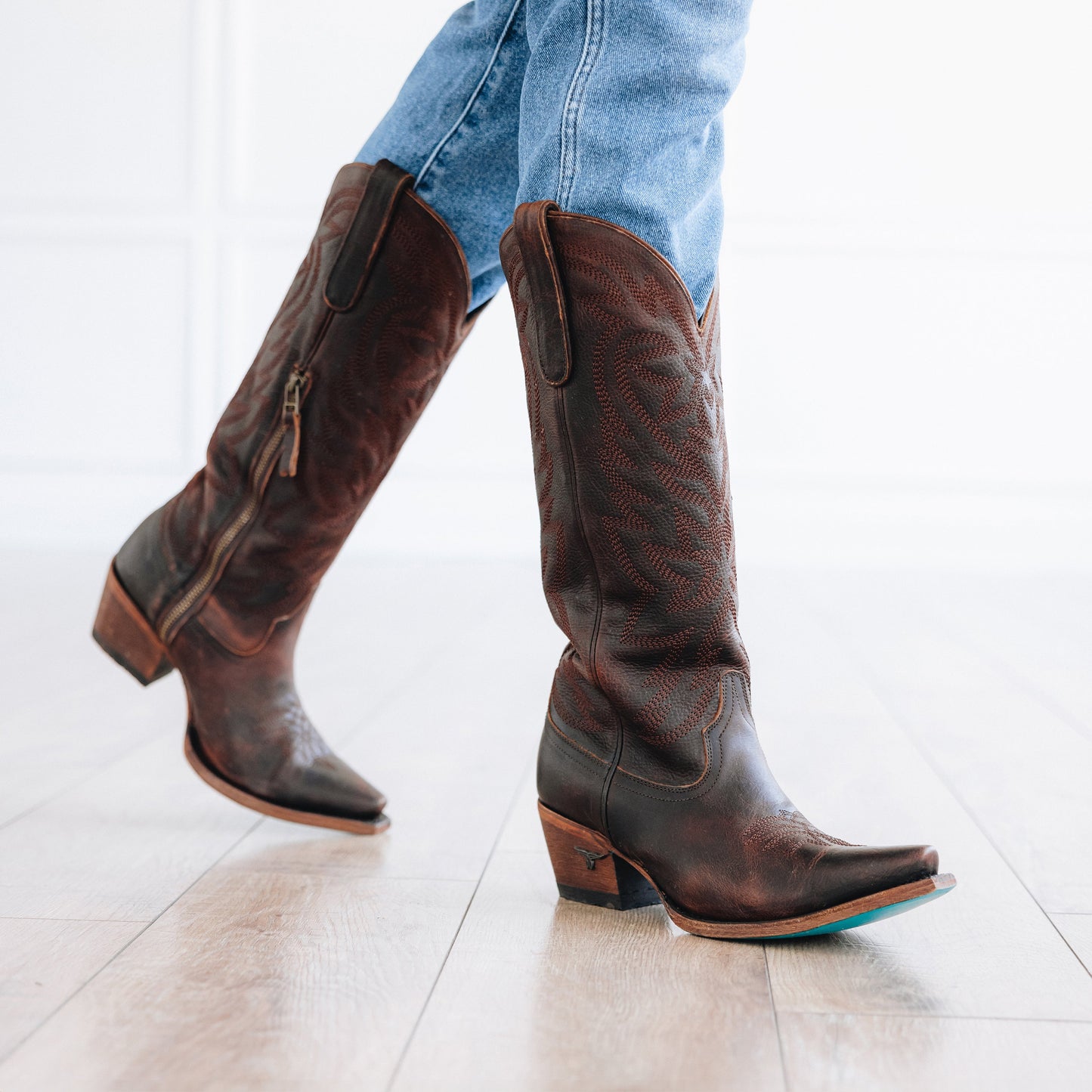 Cognac leather cowboy boots, lb0526k Smokeshow style